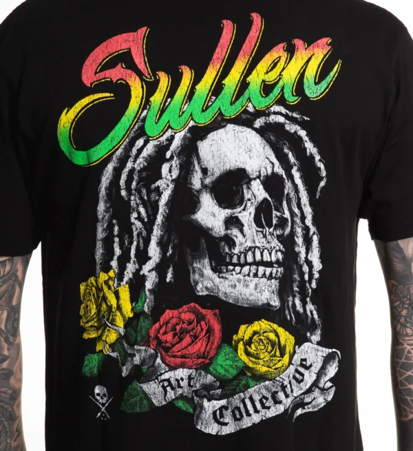 CAMISETA SULLEN RASTA SKULL SS JET BLACK